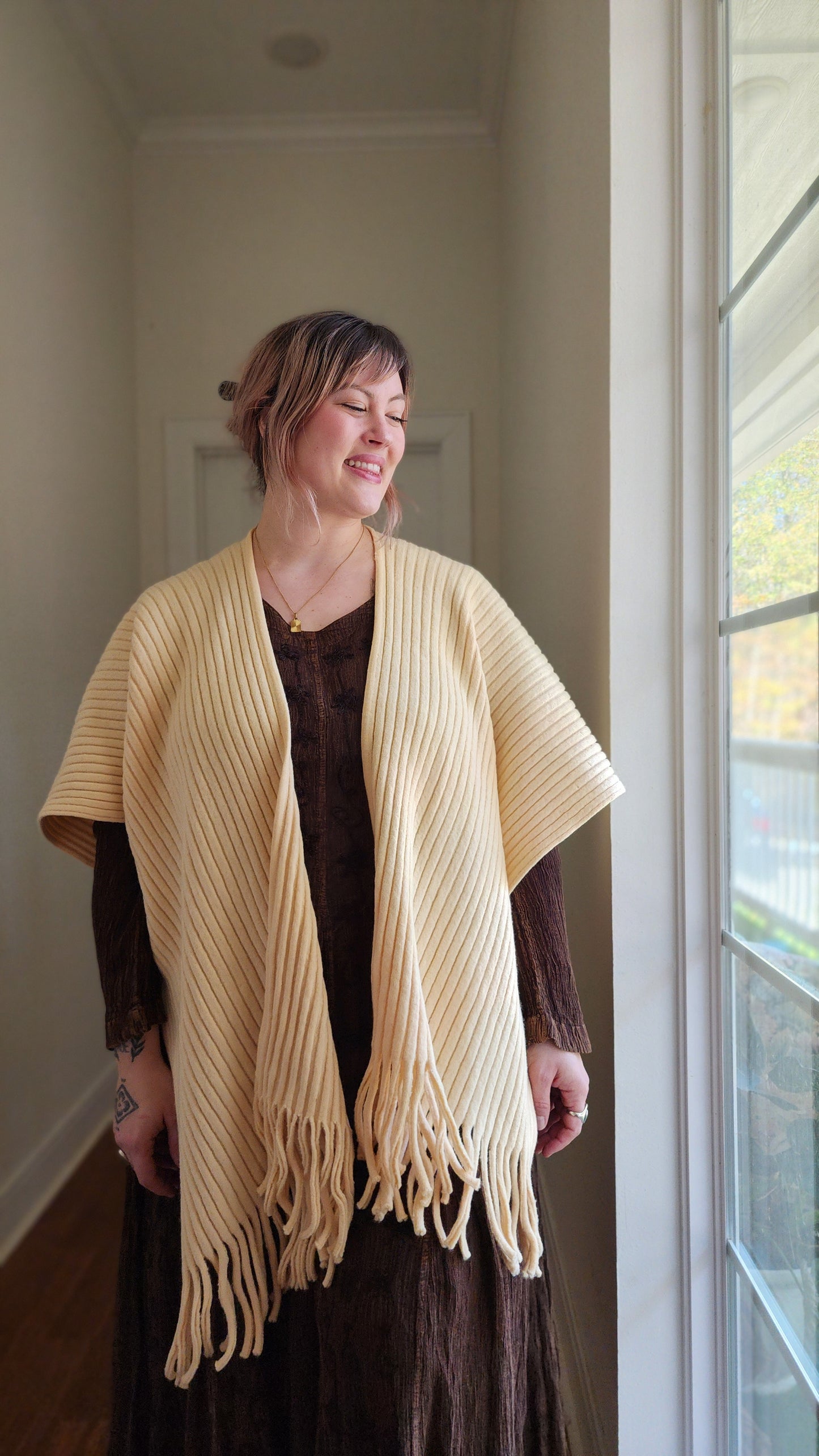 Buttercream 100% Wool Shawl | One Size