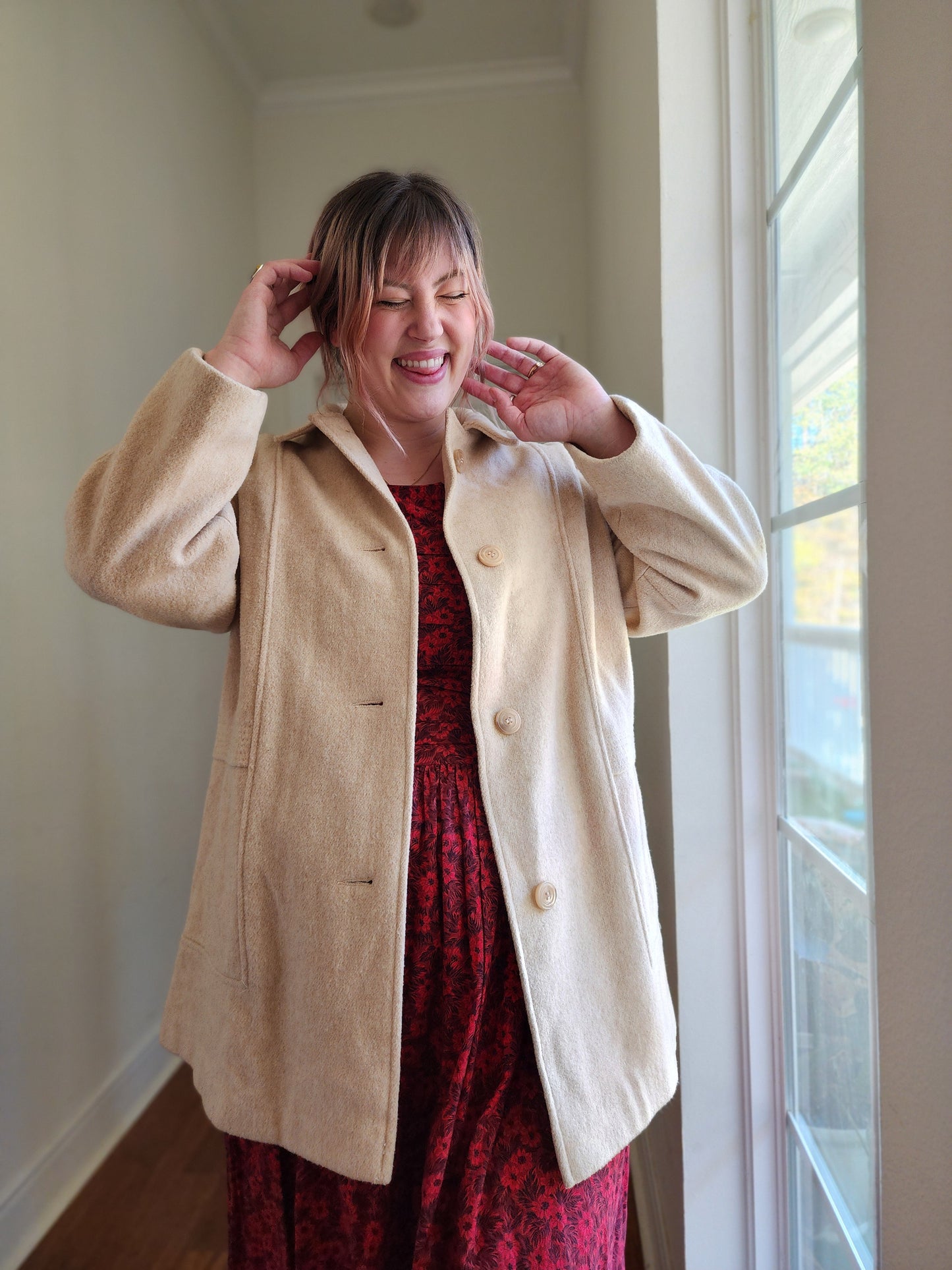 Oatmeal Wool Coat | XL-1X