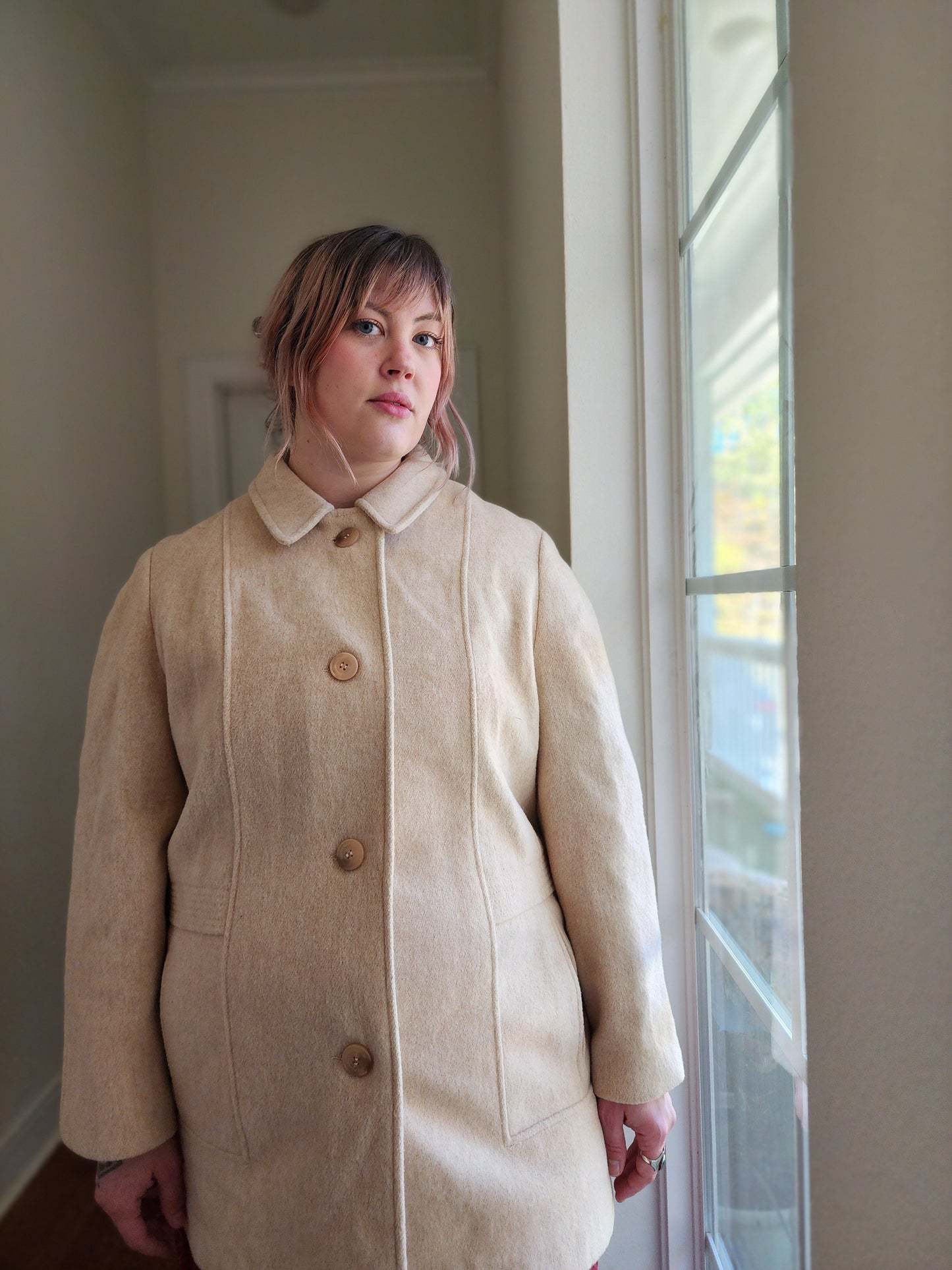 Oatmeal Wool Coat | XL-1X