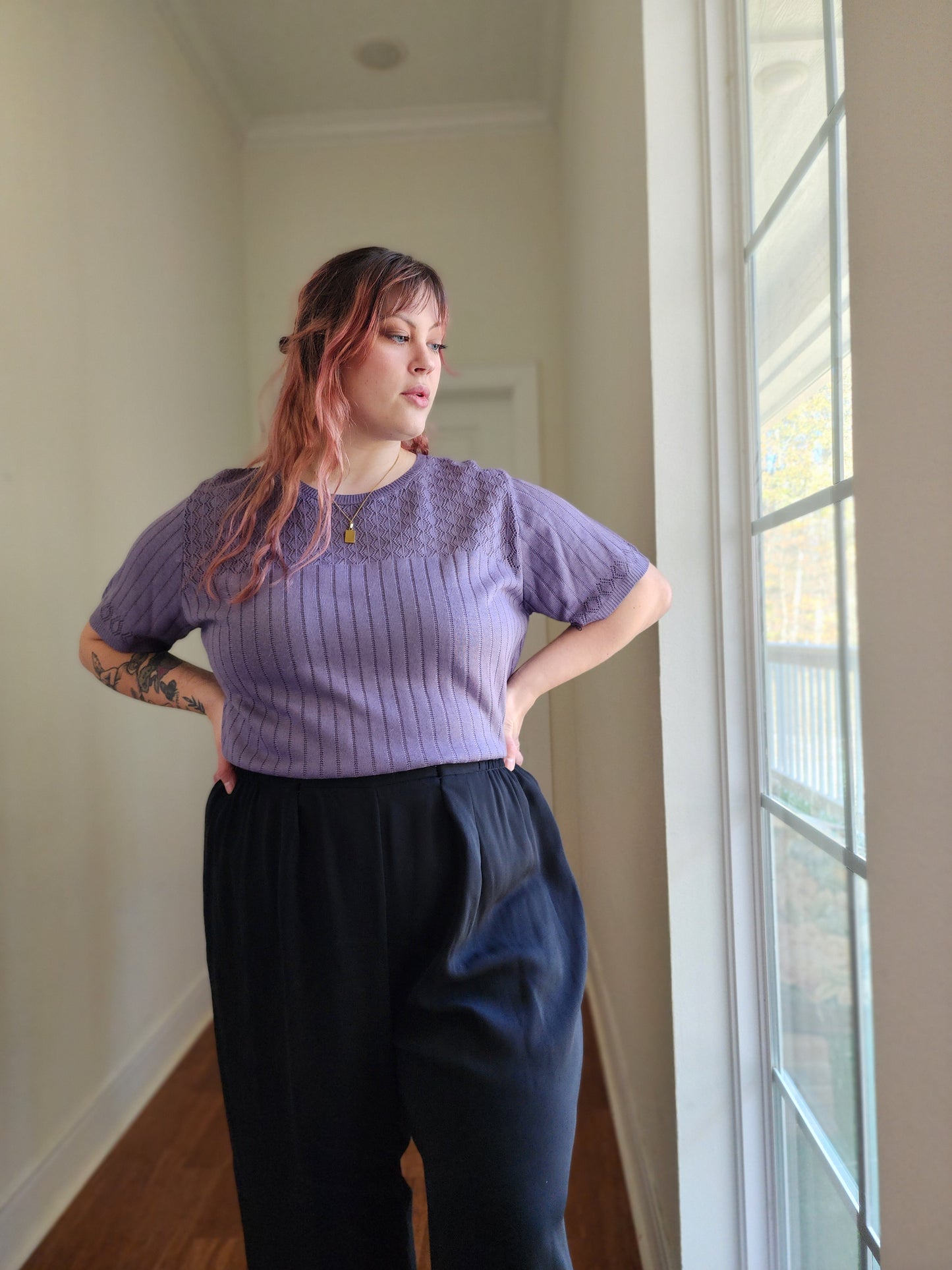 Lavender Knit Top | 1X