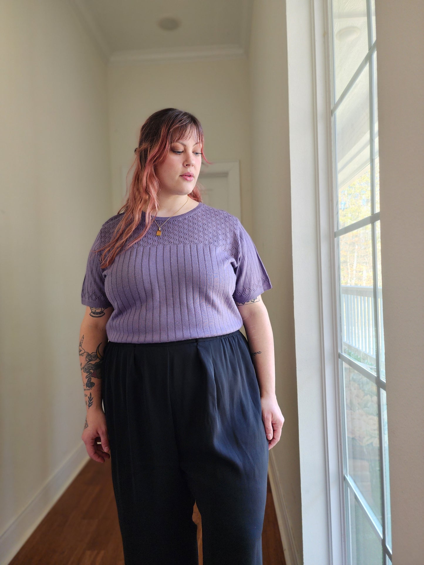 Lavender Knit Top | 1X