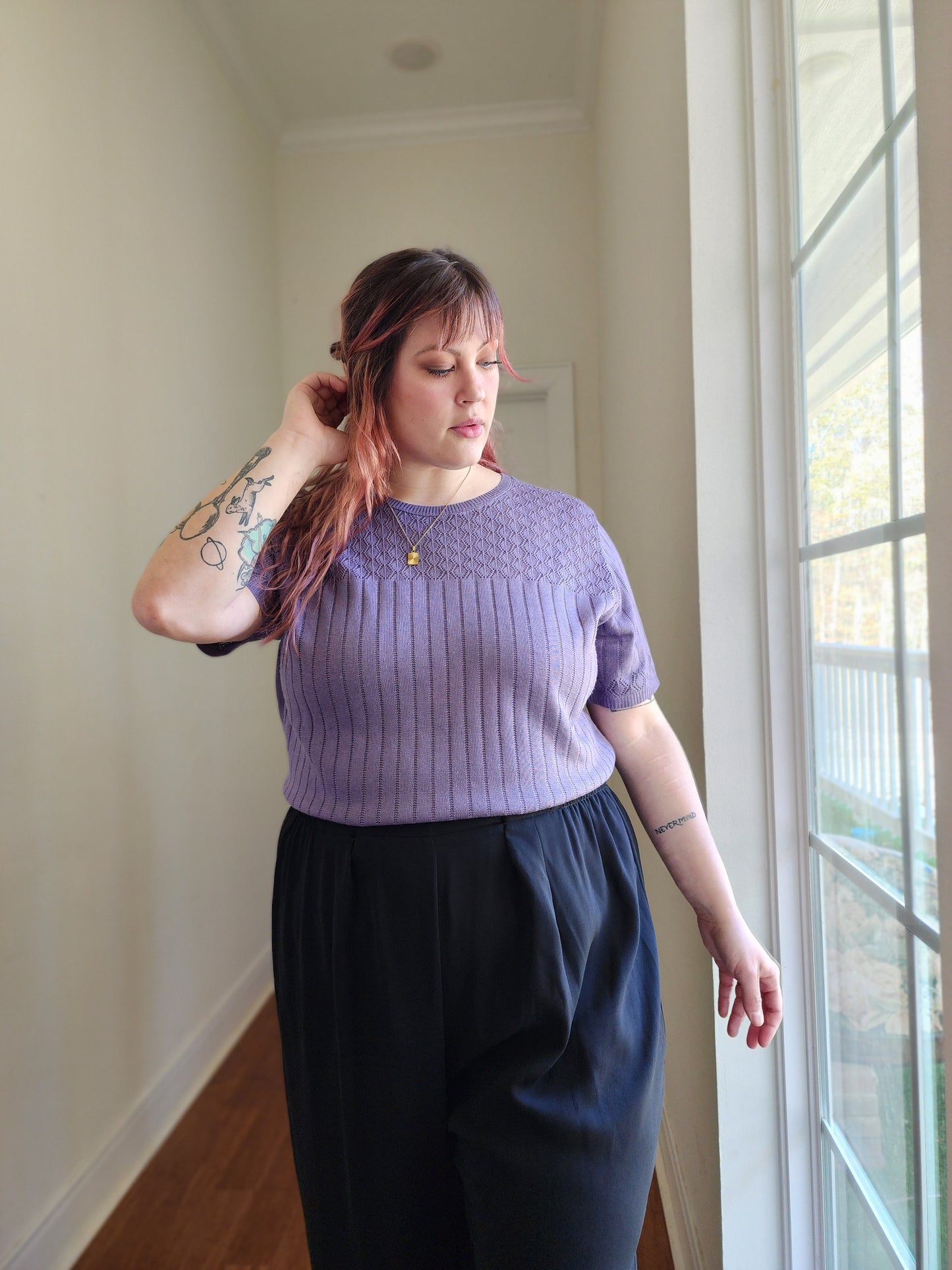 Lavender Knit Top | 1X