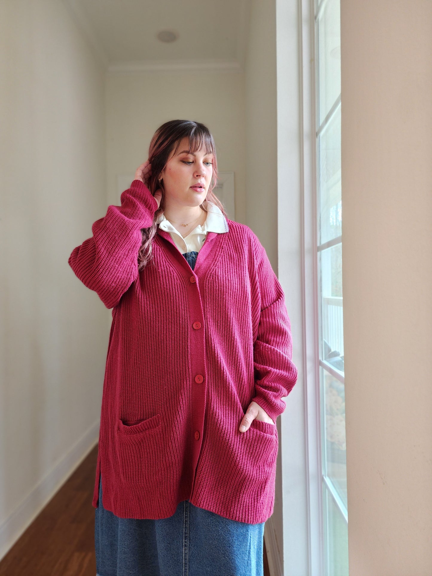 Slouchy Magenta Cardigan | 3X