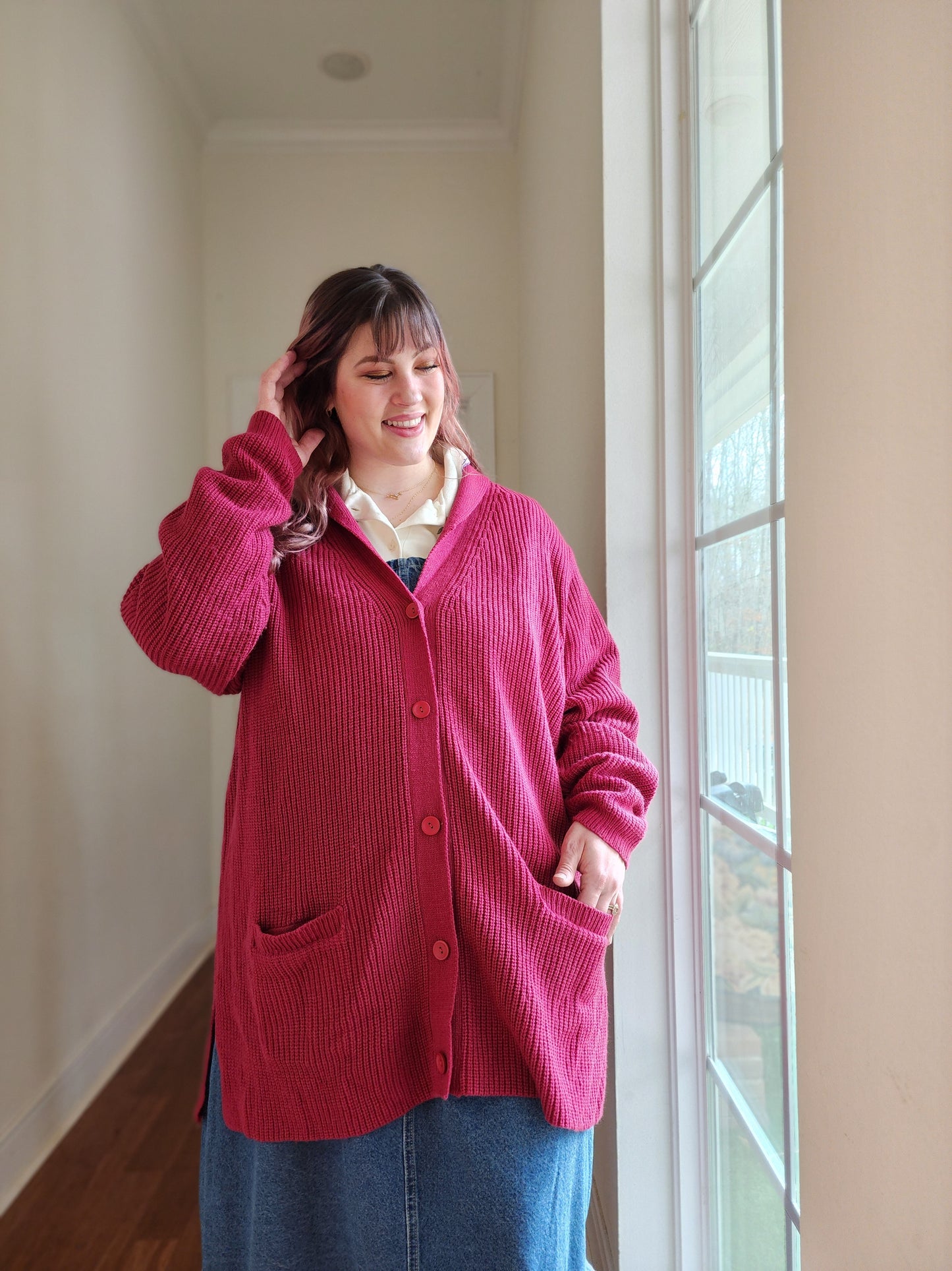 Slouchy Magenta Cardigan | 3X