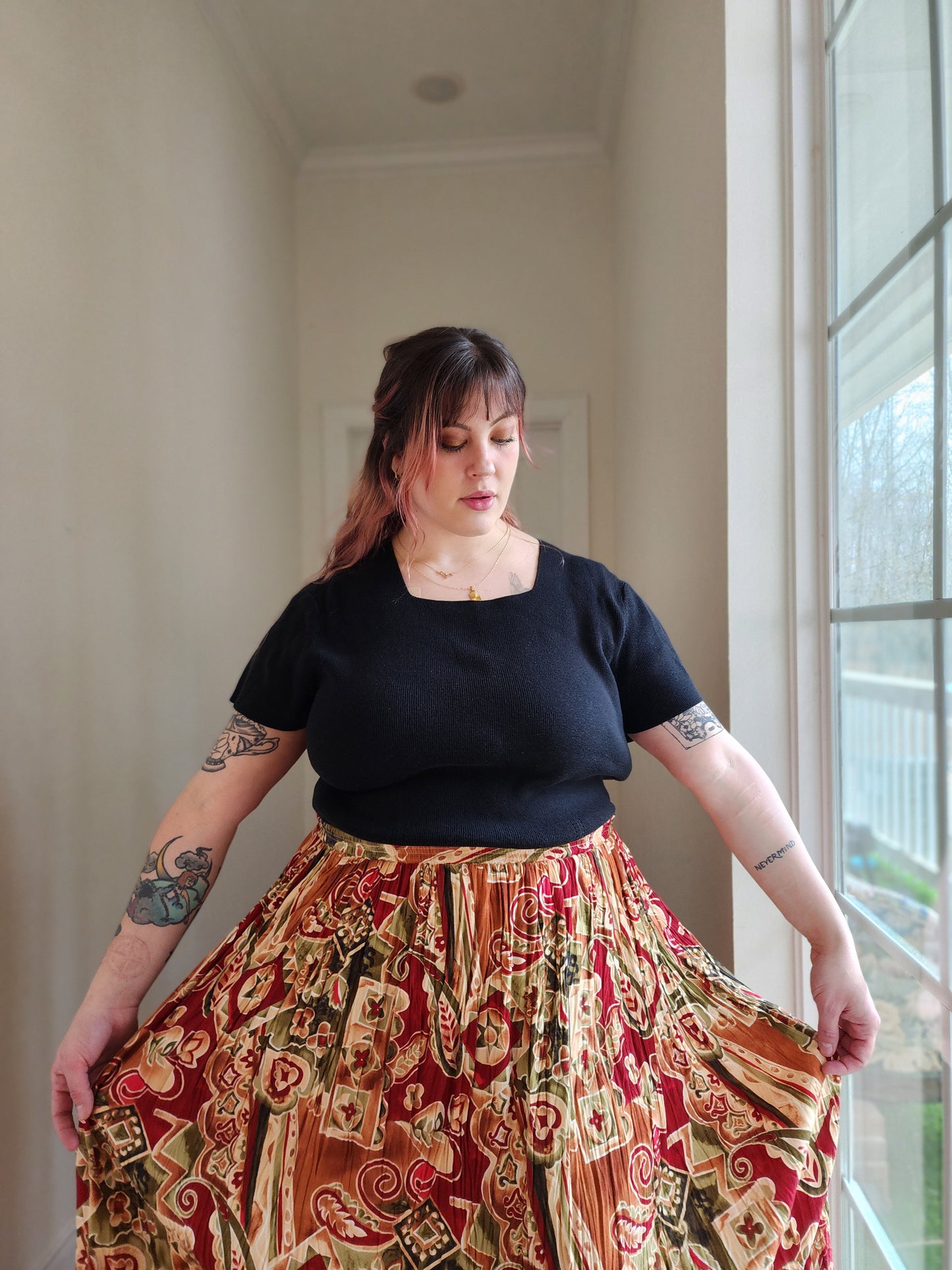 Bohemian Pleated Skirt | XL-1X