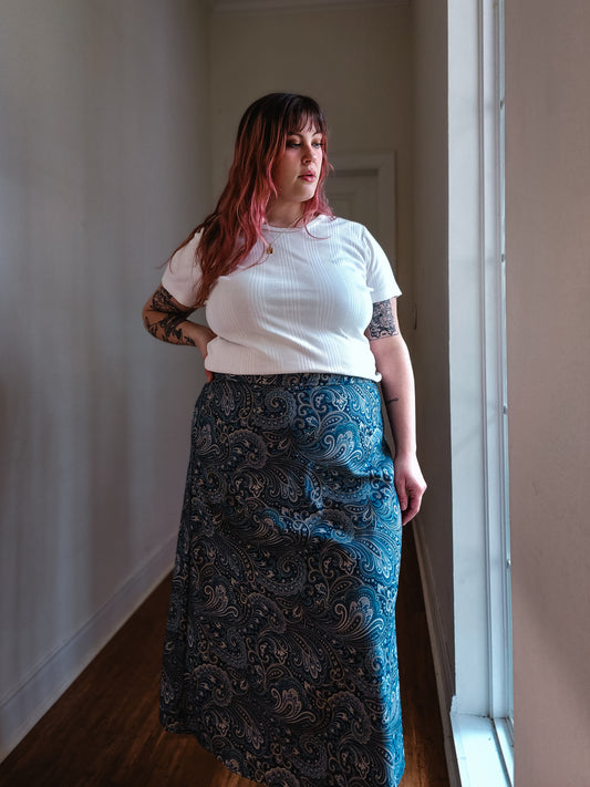 Cerulean Paisley Skirt | XL