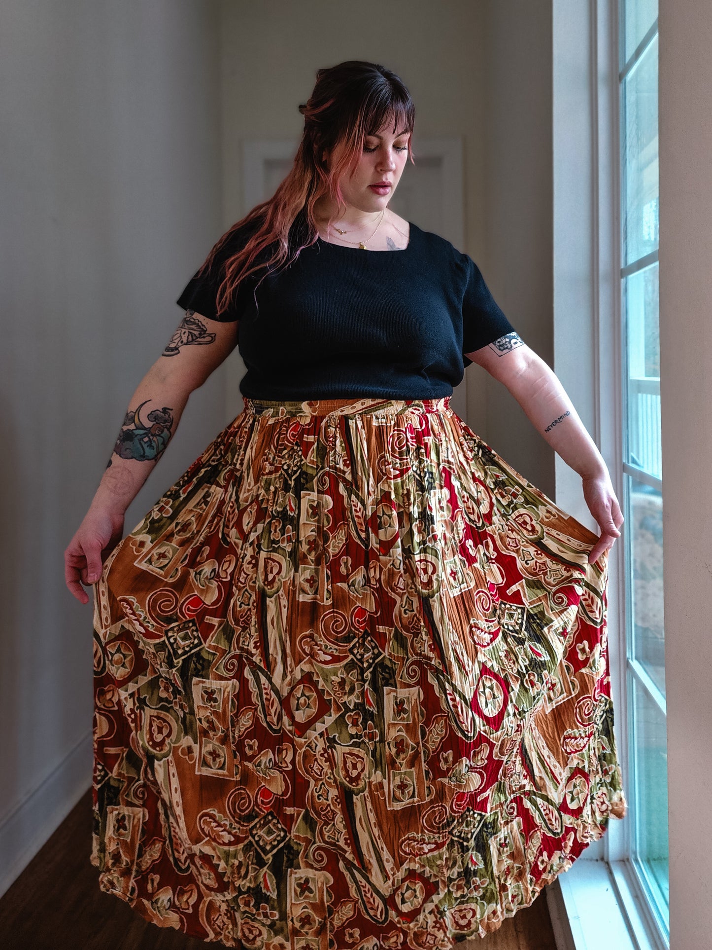 Bohemian Pleated Skirt | XL-1X