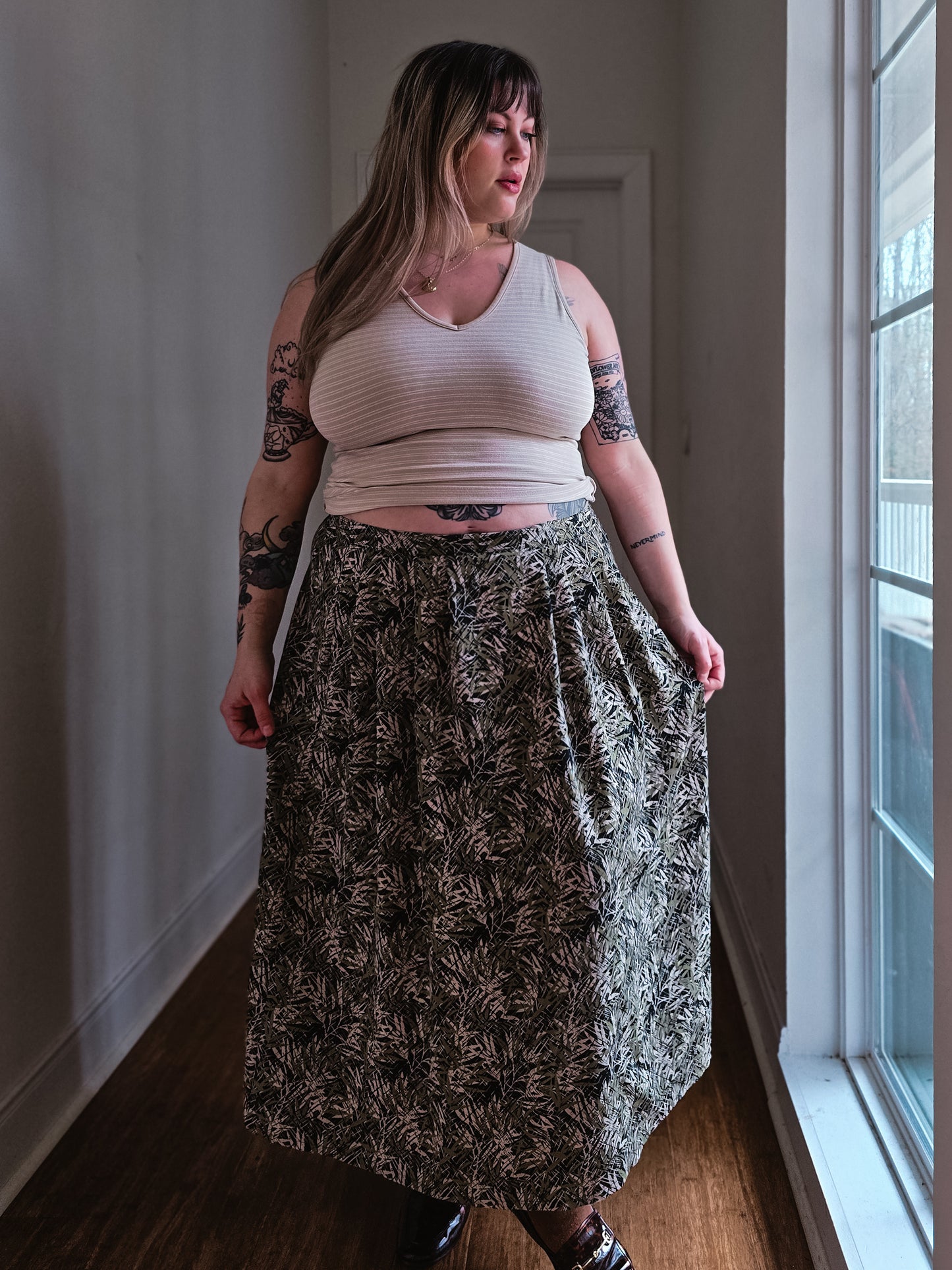 Earthy Botanical Skirt | 2X-3X