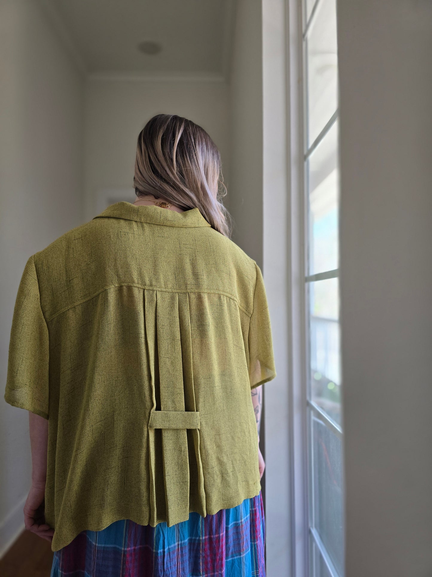 Chartreuse Buttoned Top | 5X-6X