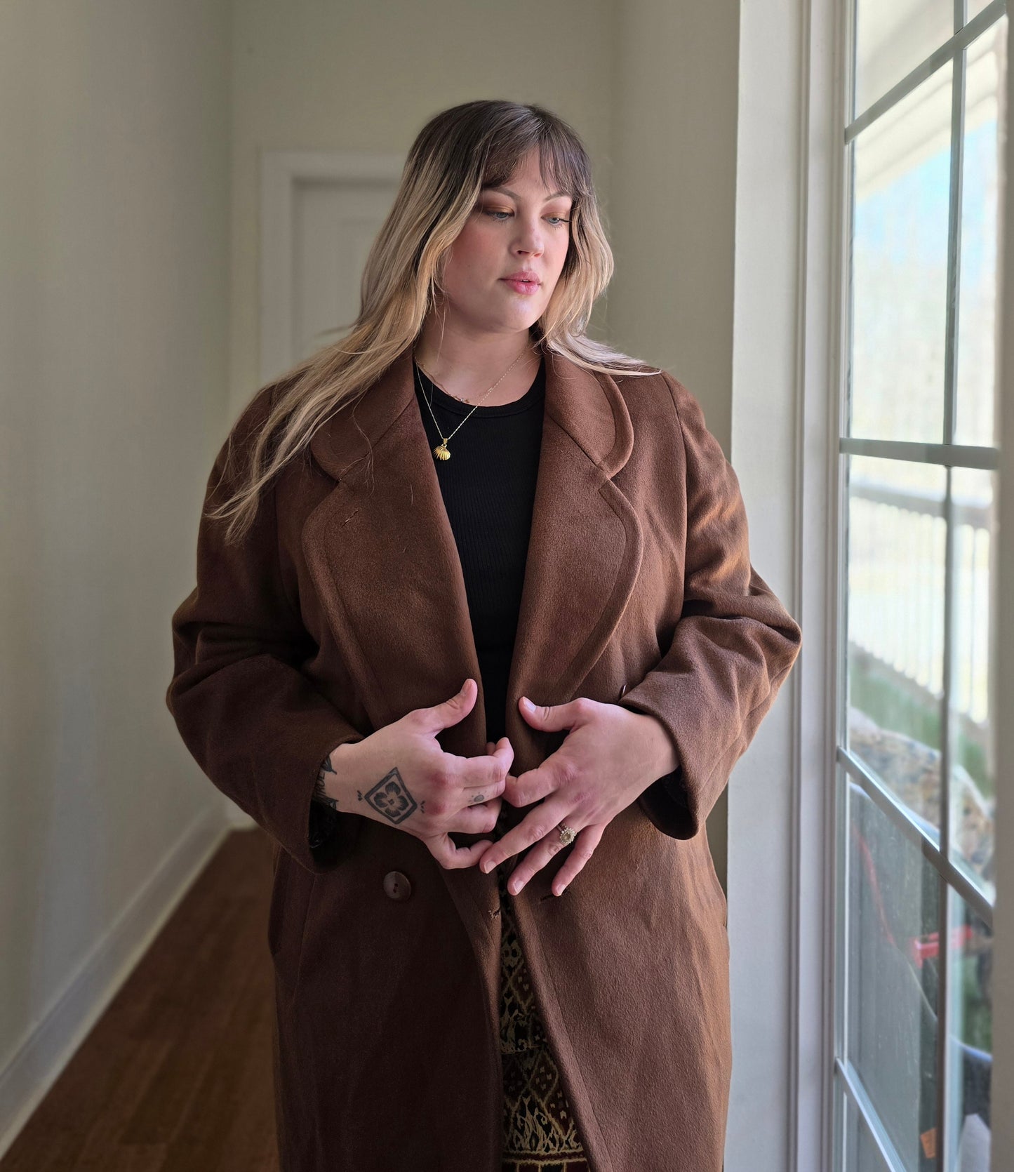 Chestnut Wool Coat | XL-1X