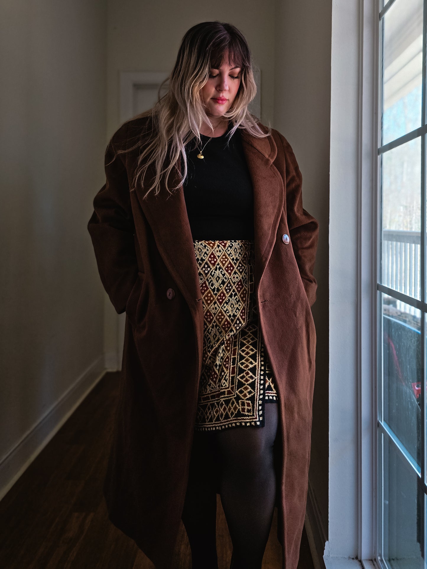 Chestnut Wool Coat | XL-1X